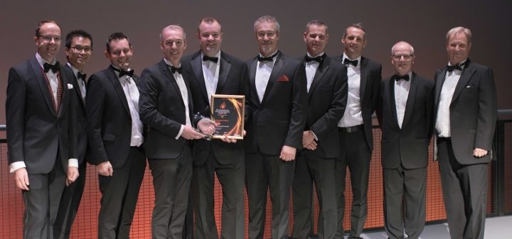 Gateshead Council and contractors acceoting the Visionary Project of the Year award